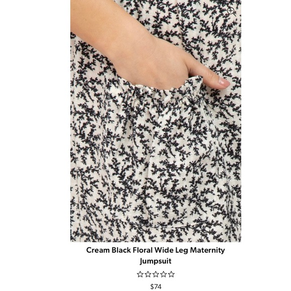 Pinkblush Maternity Floral Smocked Jumpsuit Wide Leg Cropped Relaxed Fit - Picture 6 of 9